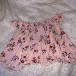 Pink w/ Roses Off Shoulder Top